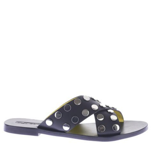 SOL SANA Leather Studded Slide Sandals - Picture 1 of 8